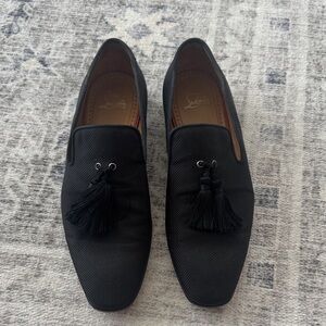 Men Christian Louboutin Black Loafers Officialito Flat Serge Tech